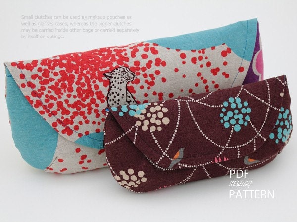 no 163 Grab and Go Clutches Sewing PDF Pattern- Spanish (Castilian) Instruction Included