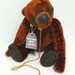 Handcrafted Teddy Bear by Michelle-Rider-Velveteen Bear With Harness and Leash-Vintage Style Bear-FREE SHIPPING to Canada and the US
