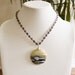 Druzy Amazonite pendant with grey glass beads