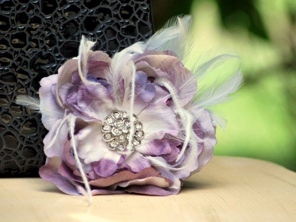 Pin or Hair Clip Amethyst Purple Flower. Big Day Night, Sophisticated Bride Bridesmaid, Bridal Floral Garden Fashion, Rhinestone Statement