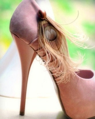 Shoe or Hair Clips Champagne Peacock & Golden. Stylish Elegant Couture, Statement Bride Bridal Gift, Bone Tan Nude Neutral, Mothers Mom Gift