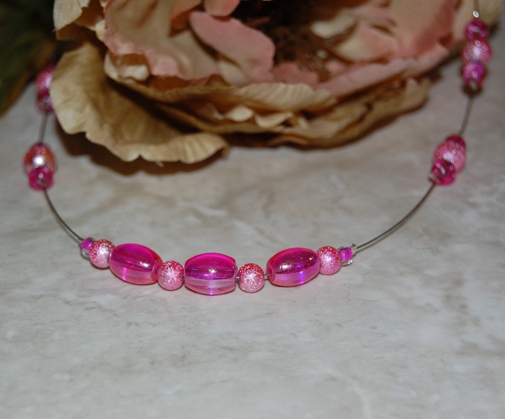 Pink Glass Bead Necklace
