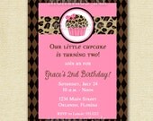 Sassy Leopard Cupcake Birthday Invitation - PRINTABLE INVITATION DESIGN Il_170x135
