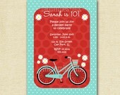 Vintage Bicycle and Daisies Birthday Party Invitation - PRINTABLE INVITATION DESIGN Il_170x135