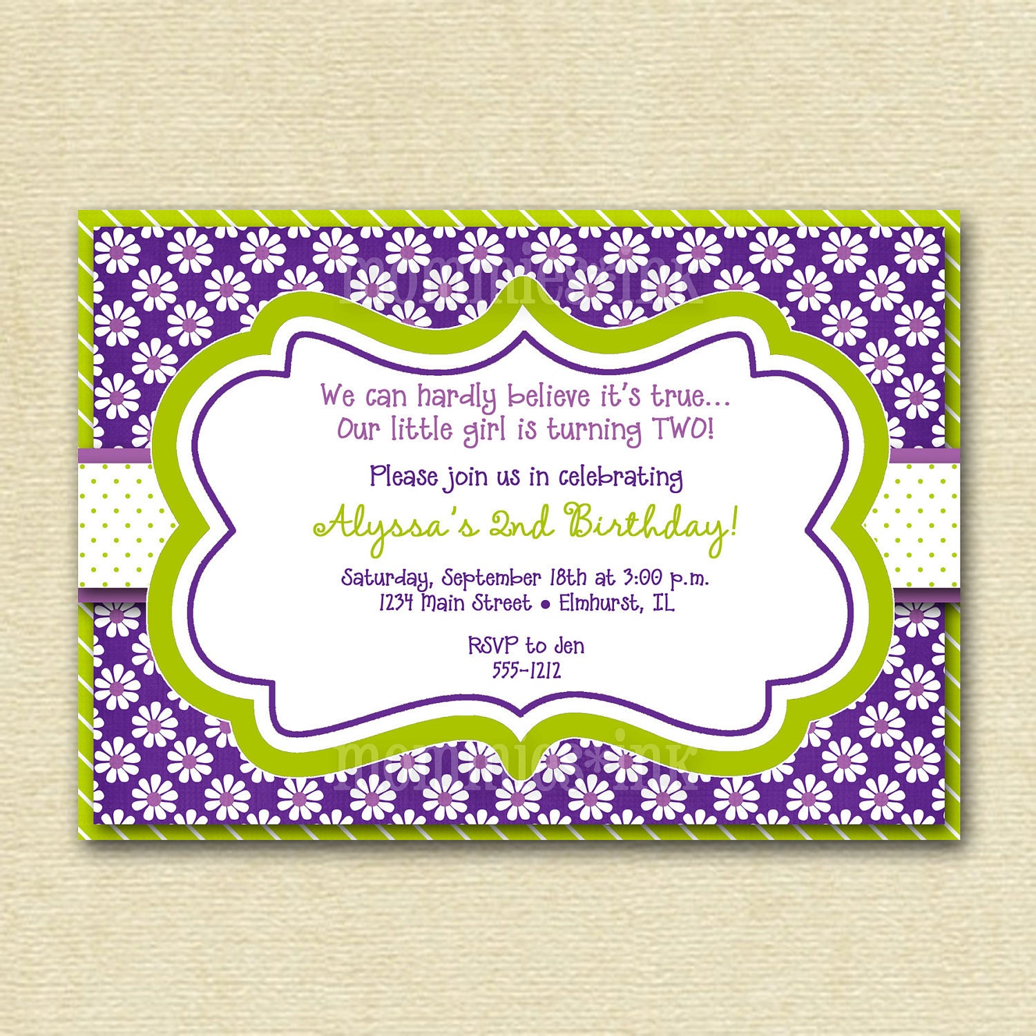 Purple Daisy Birthday Party Invite - PRINTABLE INVITATION DESIGN Il_170x135