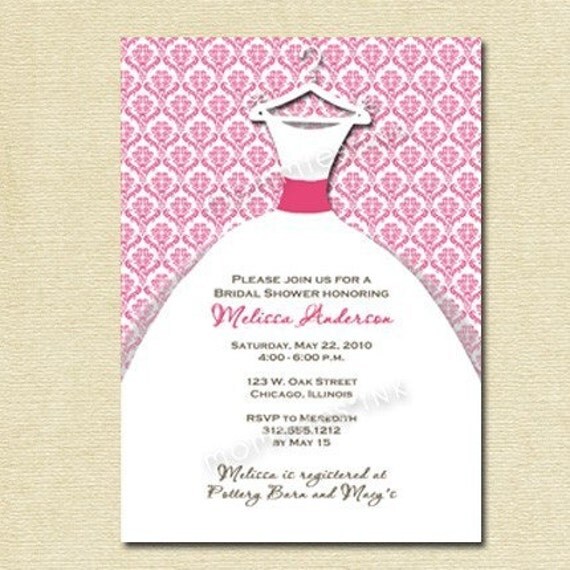 Simple Wedding Dress Custom Bridal Shower Invitation - PRINTABLE INVITATION DESIGN Il_570xn
