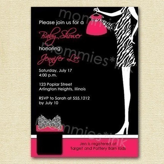 Chic and Trendy Mom to Be - Zebra Print Dress - Custom Baby Shower Invite - PRINTABLE INVITATION DESIGN Il_570xn