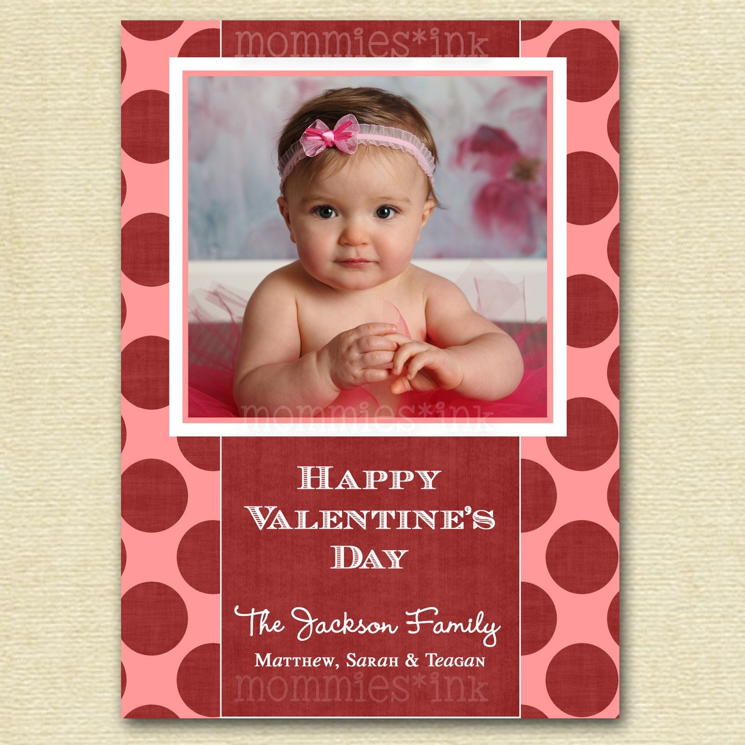 Dotty Valentine Photo Card - Printable Photo Card Design Il_570xn