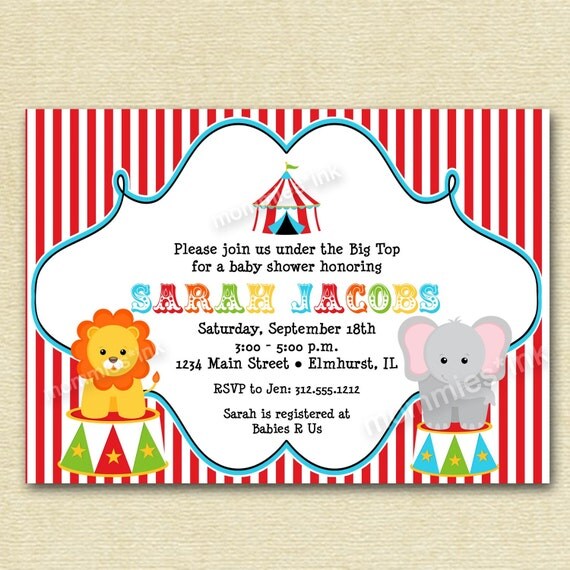 Circus Big Top Baby Shower Invitation - PRINTABLE INVITATION DESIGN