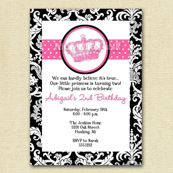 Mod Vintage Crown Birthday Invitation - PRINTABLE INVITATION DESIGN Il_570xn