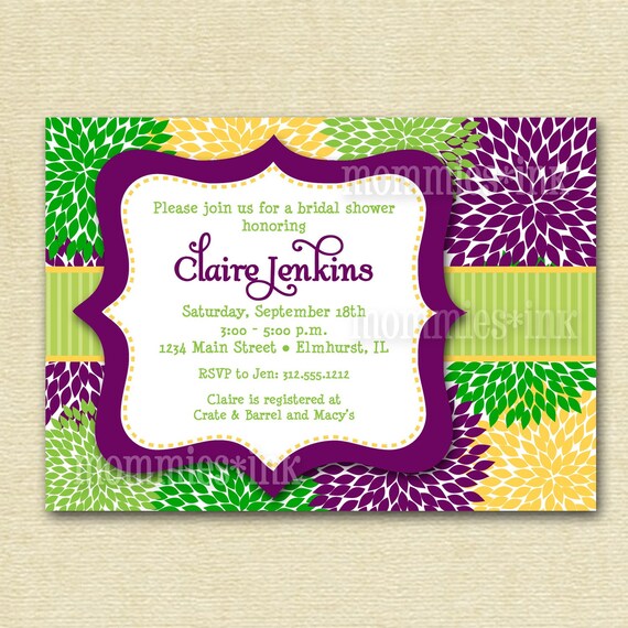 Mod Bright Blooms 2 Bridal Shower Invitation - PRINTABLE INVITATION DESIGN Il_570xn