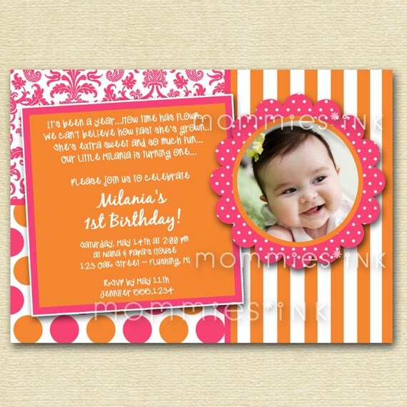 Pink Orangeade Custom Photo Birthday Invitation - PRINTABLE INVITATION DESIGN Il_570xn