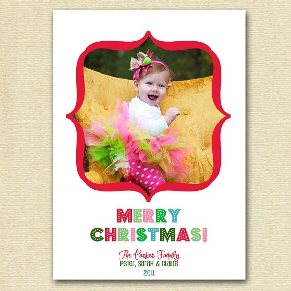 Mod Festive Frame - Printable Holiday Photo Card Il_570xn