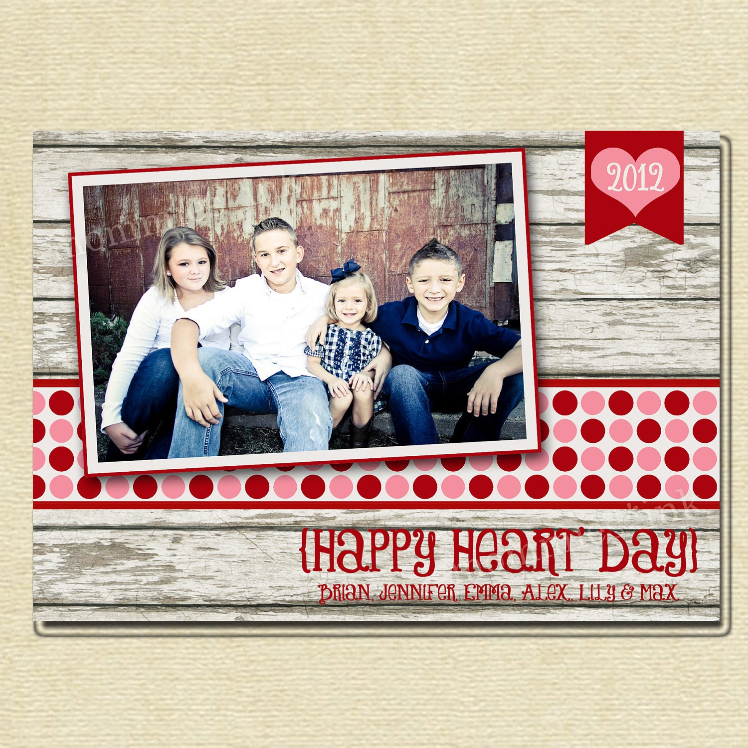 Shabby Chic White Fence Valentine Photo Card - Printable Photo Card Design Il_570xn