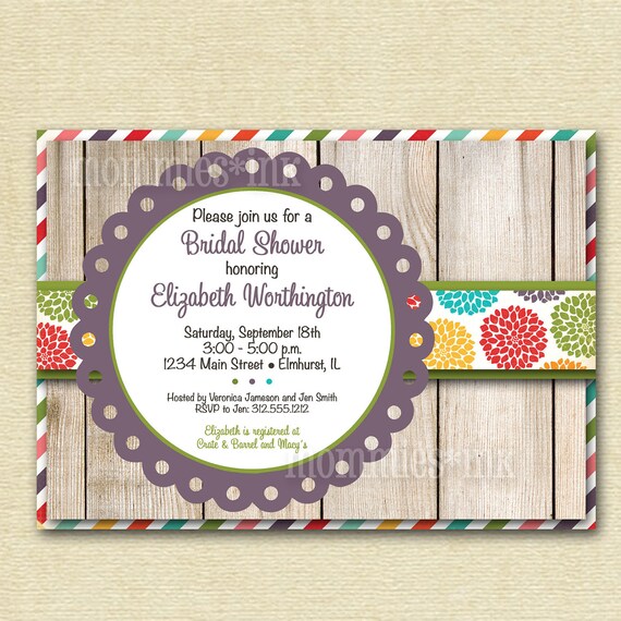Shabby Colorful Pretty Posies Bridal Shower Invite - PRINTABLE INVITATION DESIGN Il_570xn
