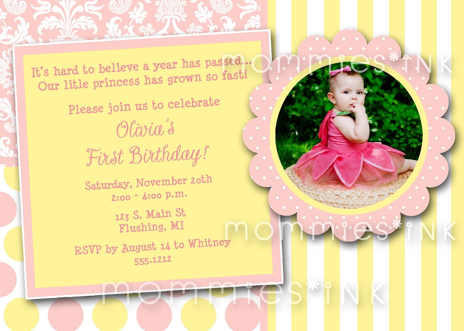 Pink Lemonade Custom Photo Birthday Invitation -  PRINTABLE INVITATION DESIGN