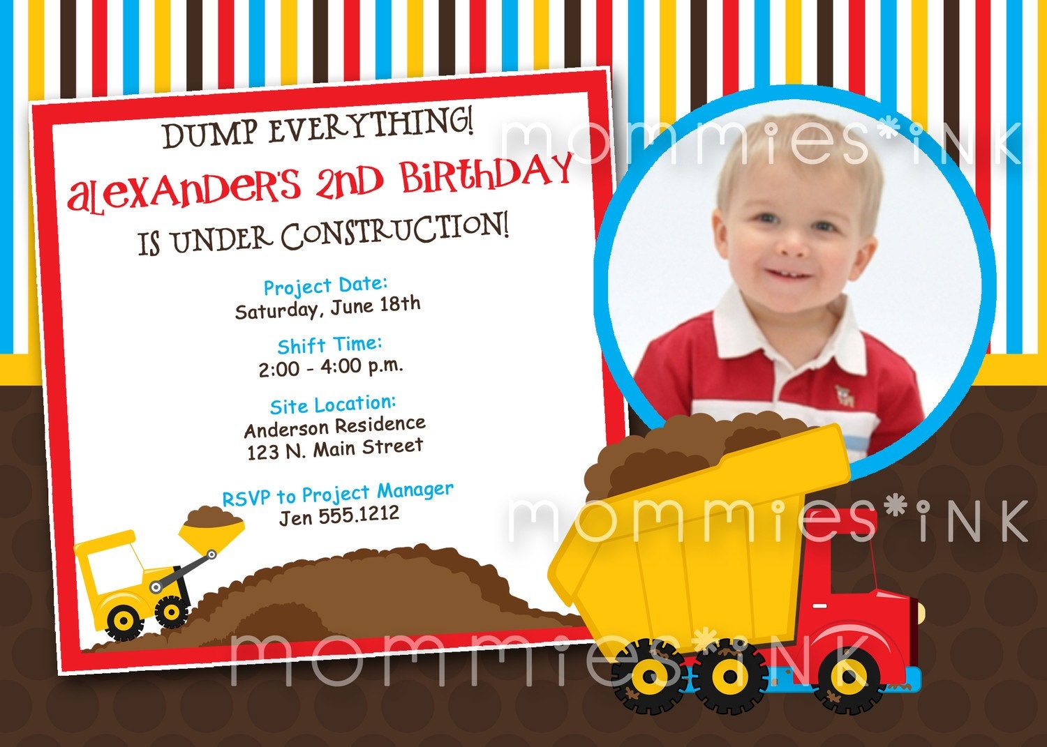 Construction Site Birthday Invite - PRINTABLE INVITATION DESIGN