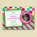 Bright Watermelon Dots and Stripes Photo Birthday Invite - PRINTABLE INVITATION DESIGN