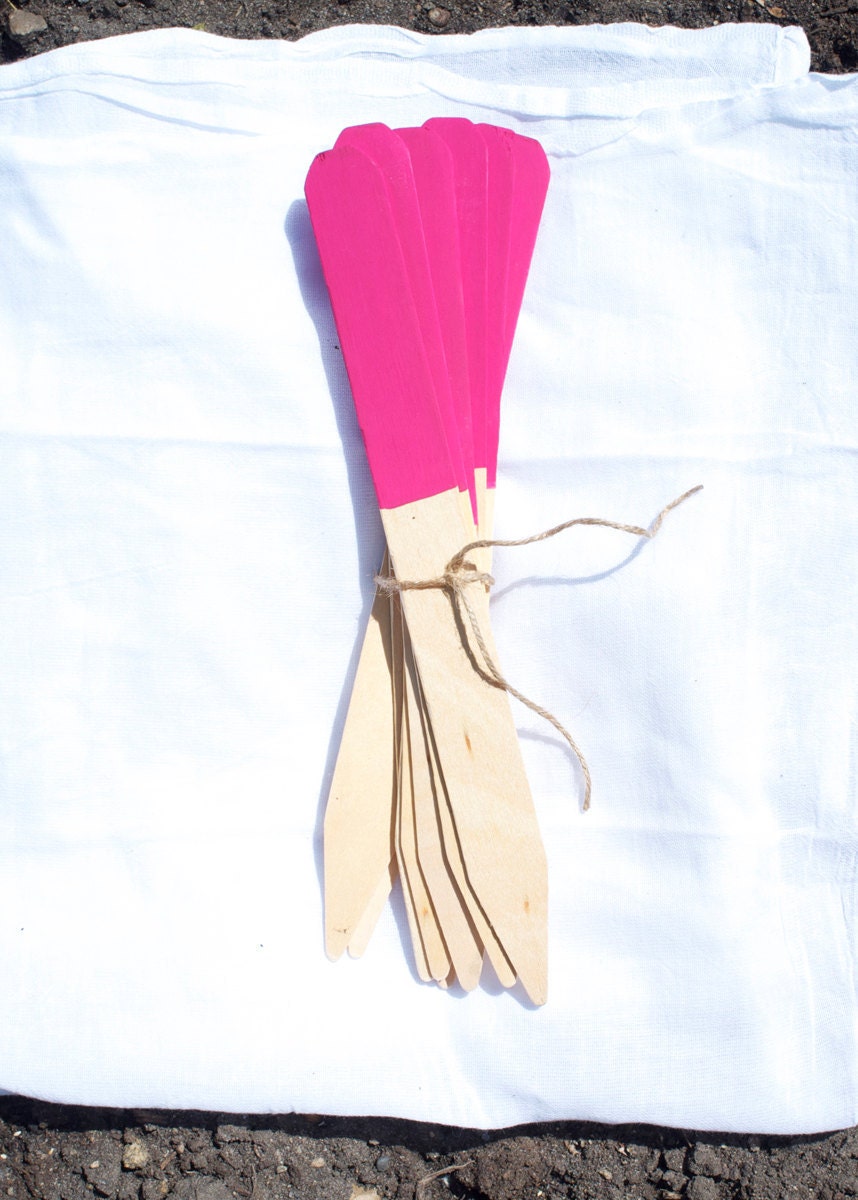 garden markers - set of 8 - pink hand painted
