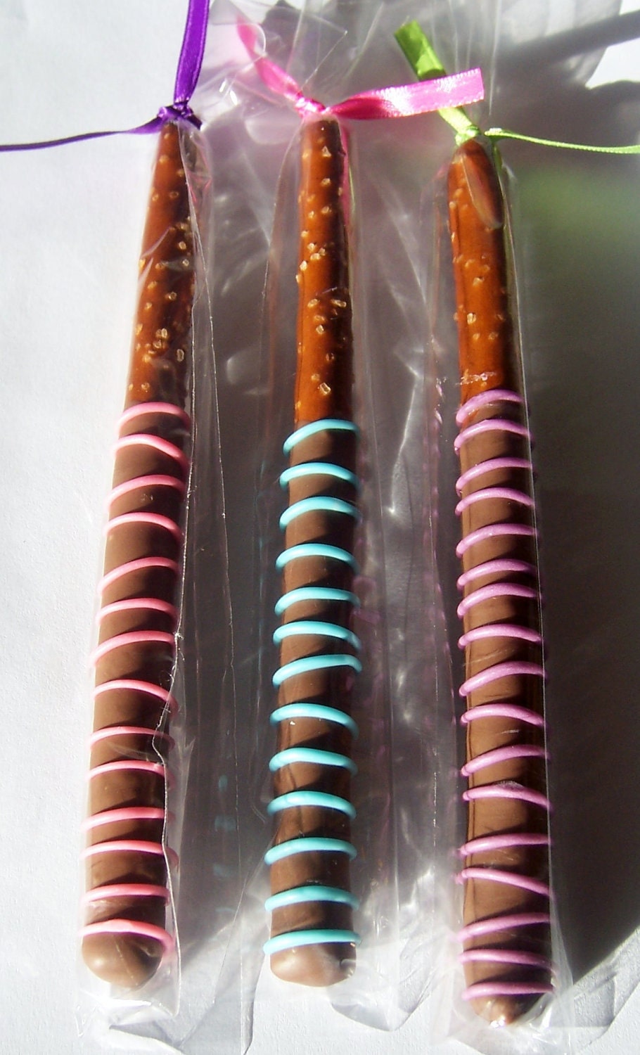 1 DOZEN -- SALE -- 12 Chocolate Dipped Pretzel Rods -- Wedding favors Bridal Shower favors Baby Shower favors