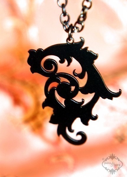 Cabaret - ornate Neo Baroque necklace in black stainless steel