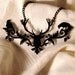 Neo Victorian Woodland Raven Stag necklace in black stainless steel - FREE SHIPPING