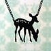 Conjoined Twin Deer necklace in black stainless steel - woodland animal bambi deer silhouette - friendship jewelry