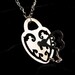 Lock and Skeleton Key necklace in silver stainless steel - couple's necklace - keyhole padlock and key jewelry