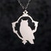 Woodland Owl silhouette necklace in silver stainless steel - bird jewelry