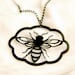 Honey Bee necklace in black stainless steel - insect jewelry
