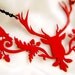 Deer Raven silhouette necklace in red stainless steel - stag with crows jewelry