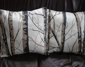 Pillows silver birch black brown cream Two 16 x 16 inch cushion covers throw pillow covers cases shams UK designer fabric Cushion covers