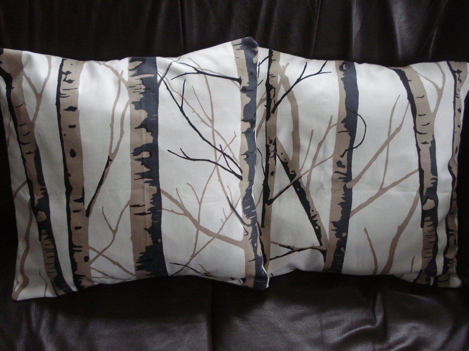 Throw pillow Silver birch trees brown black beige Cushion covers cases shams UK fabric 18 x 18 inch handmade pillow cover throw cover
