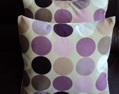 Throw Pillows Purple Mauve Plum Grape Brown Cream Spot Print Design circle disc two 18 inch cushion covers
