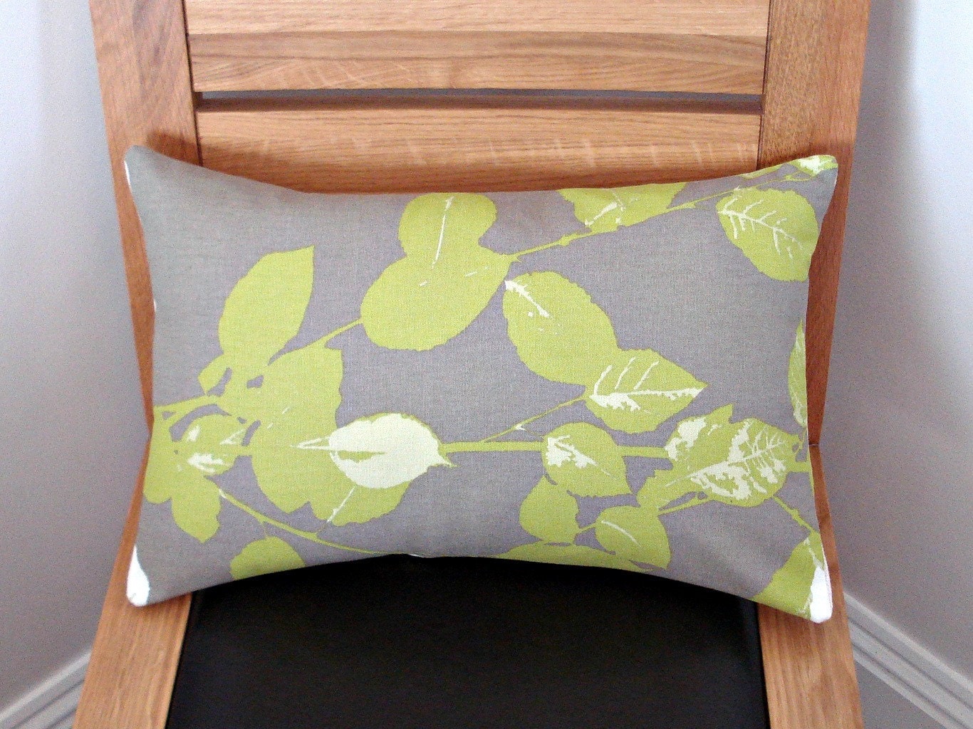 Decorative fall pillow leaves brown green tree Cushion covers cases shams UK designer fabric 12 x 18 inch handmade