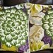 Decorative Pillow Green purple yellow blue flower leaf Design UK fabric two 18 x 18 inch pillows