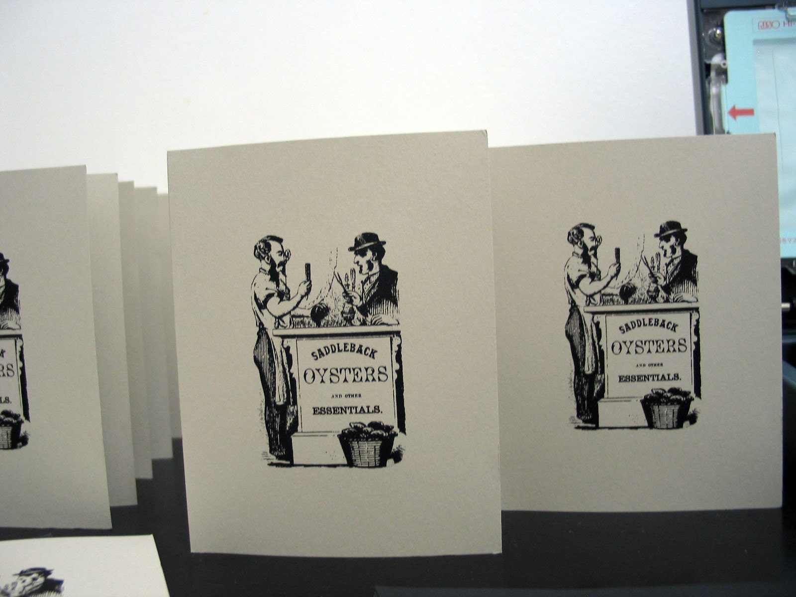 Saddleback Oysters Gocco Screen Printed Card