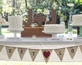 Sweet Love burlap banner with heart color of your choice