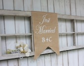 Just Married banner personalized with your initials
