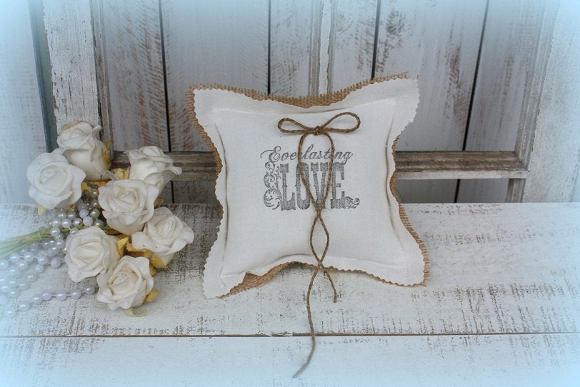Everlasting Love Ring bearer pillow,made with a vintage feedsack