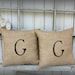 Burlap pillow set personalized with letter of your choice