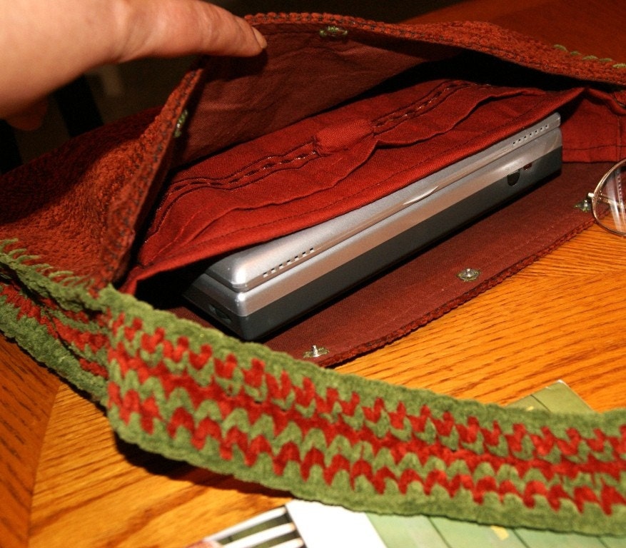 Mixed Media Tote / Lap Bag / Crochet Suede Laptop Tote / School Book Purse / Bible Study / MacBook