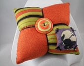 Black Cat and Bird Halloween Theme Pin Cushion
