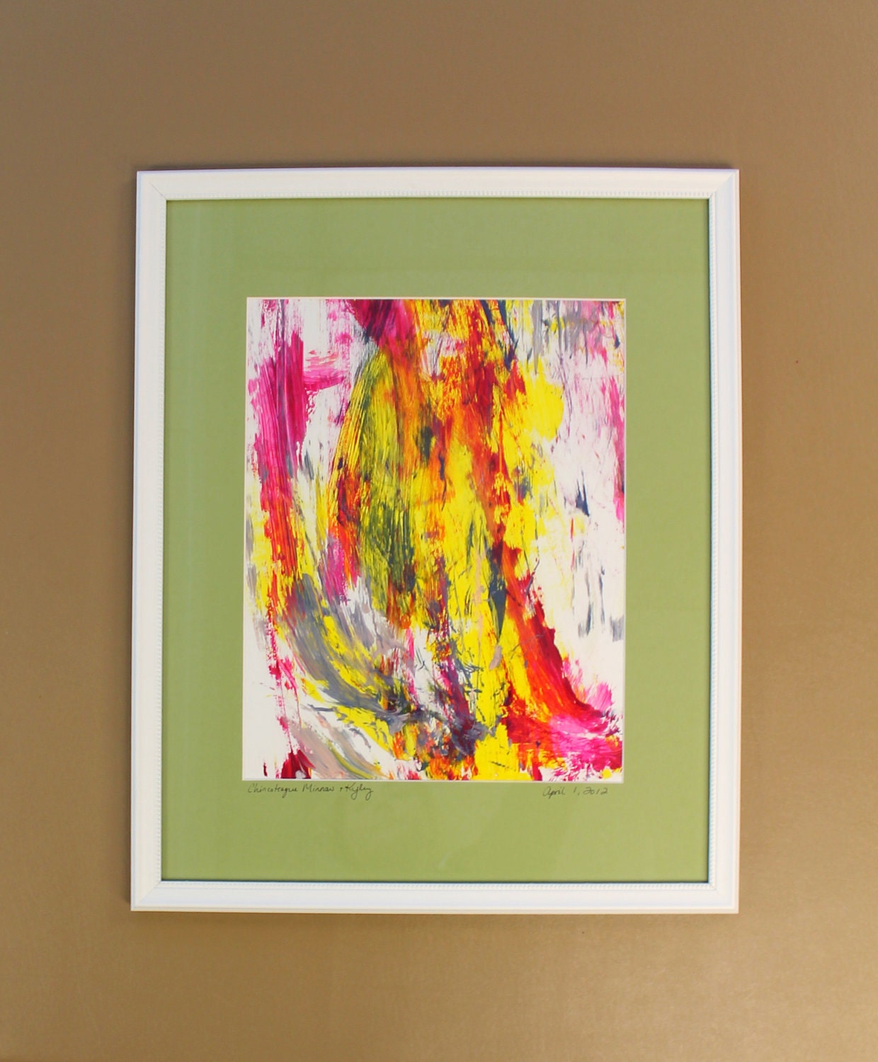 Fun Original Abstract Acrylic Painting - 11x14 matted to fit 16x20 Frame - Painted by a Pony