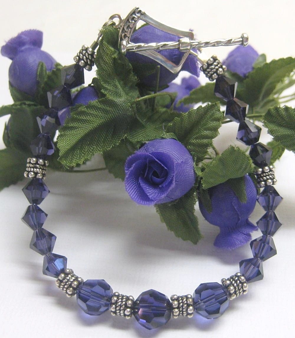 Purple Velvet Swarovski Crystal Bracelet