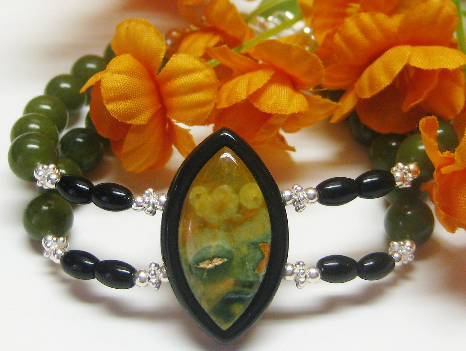 Green Rain Forest Jasper Double Strand Bracelet