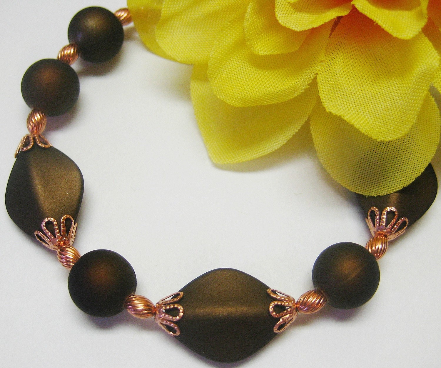 Chocolate Brown and Copper Bracelet
