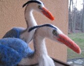 Mr. Great Blue Heron, needle felted bird sculpture