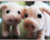 This little piggy, needle felted animal fiber sculpture