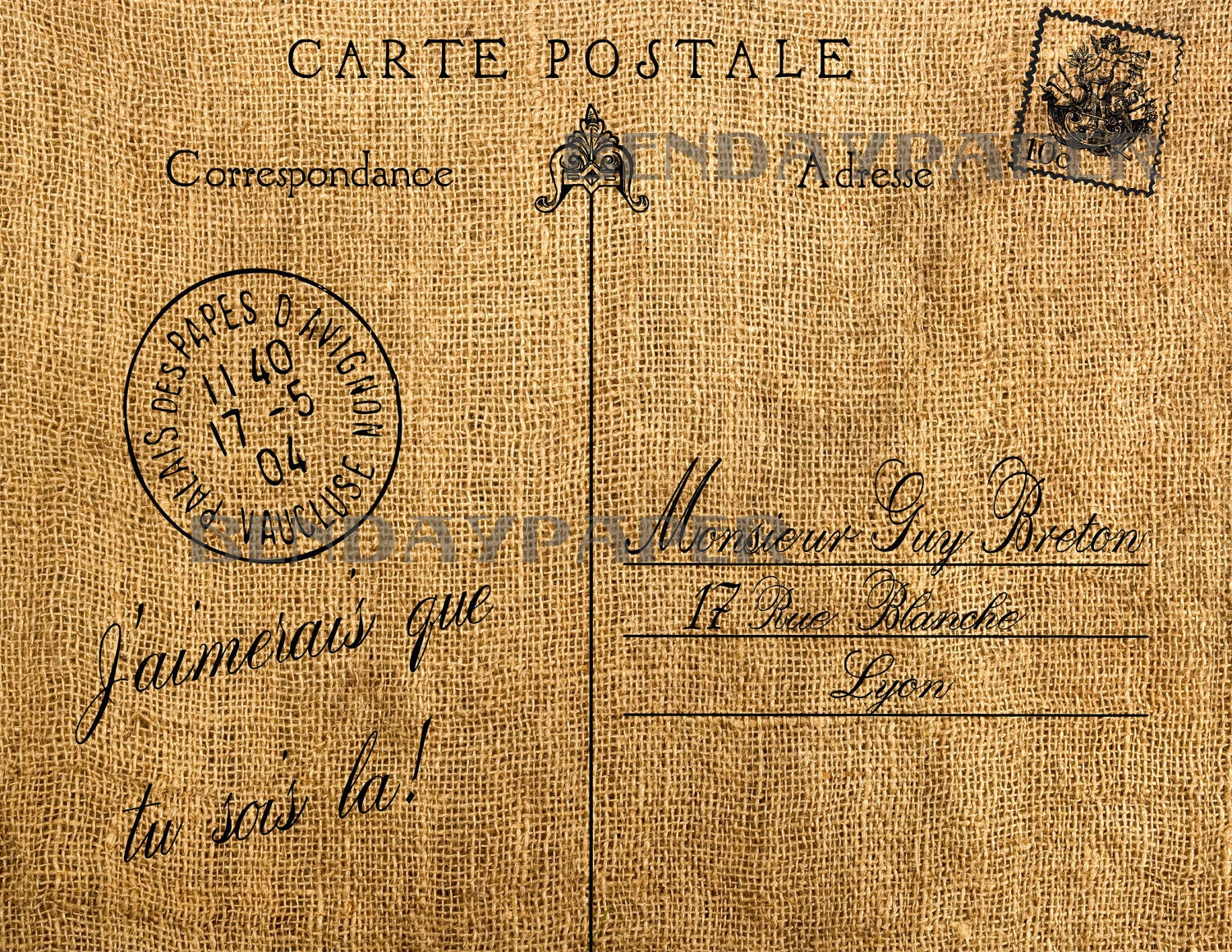 French Letter Post Card Carte Postale Antique by BenDayPaper